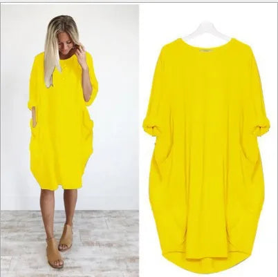 Loose-Fit Long Sleeve Casual Maxi Dress with Pockets