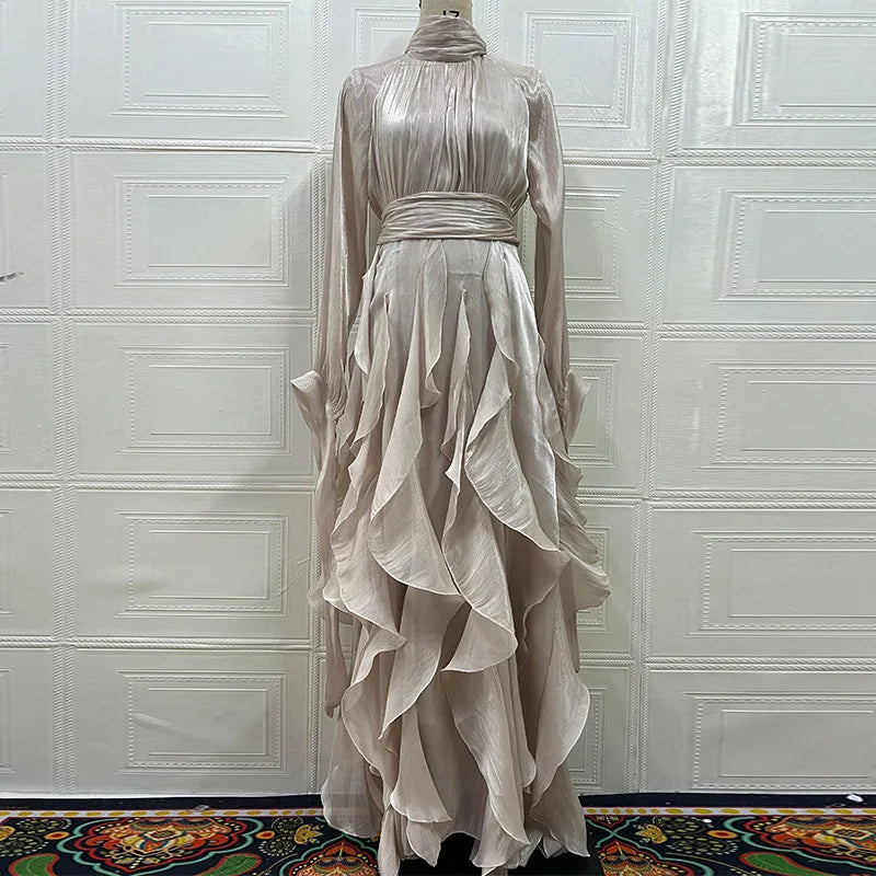 Elegant Ruffle-Detail Dress with a Defined Silhouette