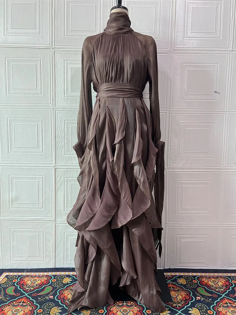 Elegant Ruffle-Detail Dress with a Defined Silhouette