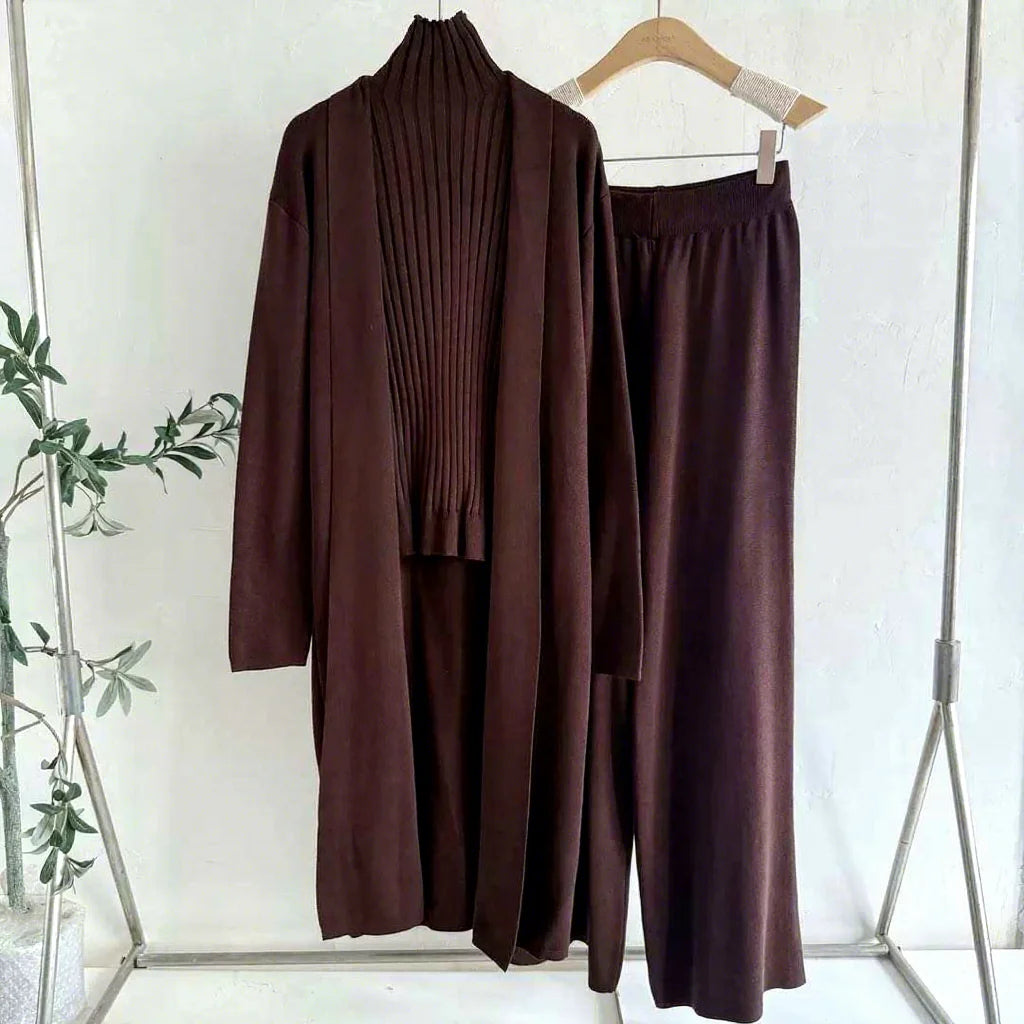 Floral Chiffon Abaya Cardigan Set with Matching Headscarf