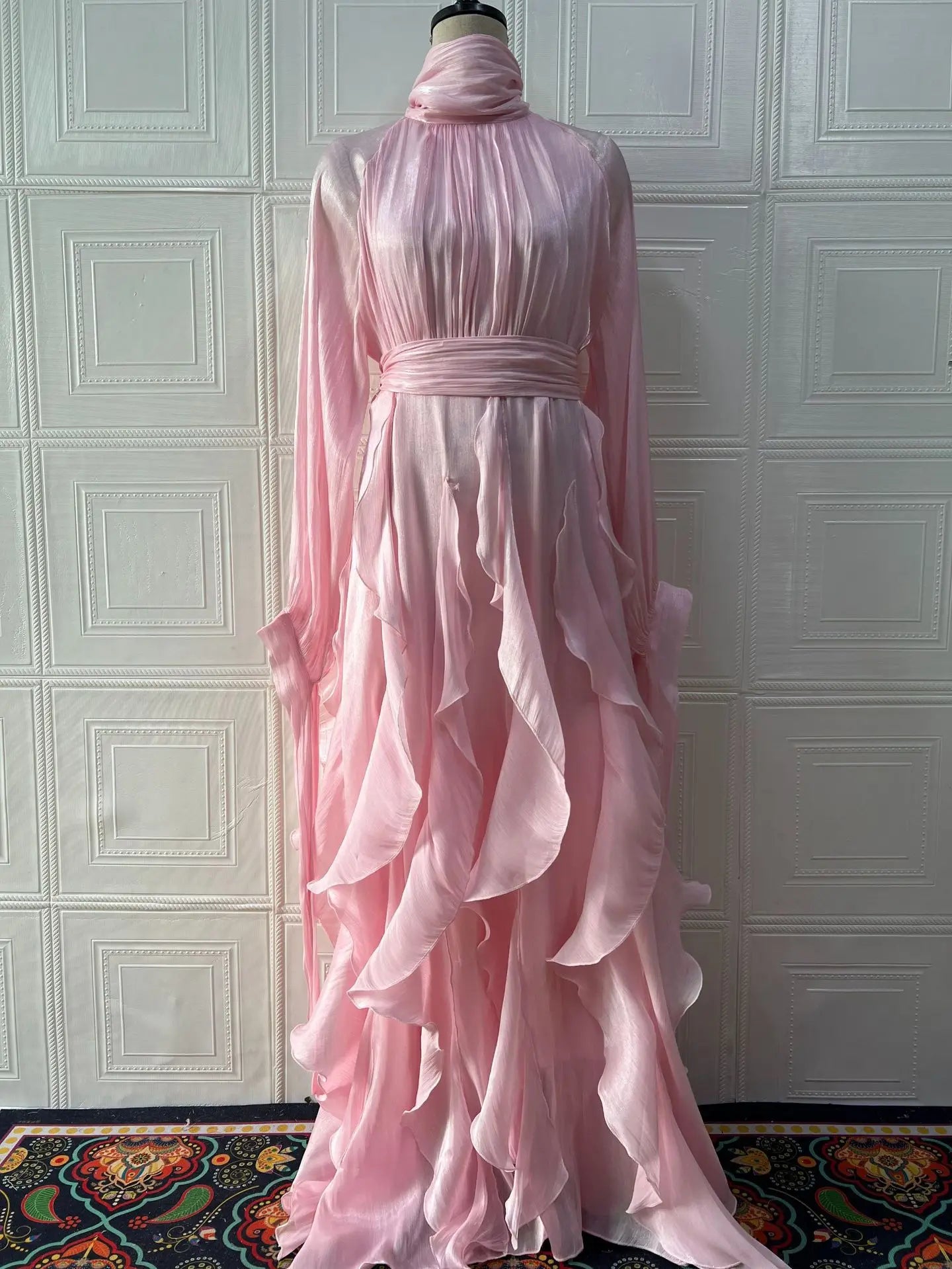 Elegant Ruffle-Detail Dress with a Defined Silhouette