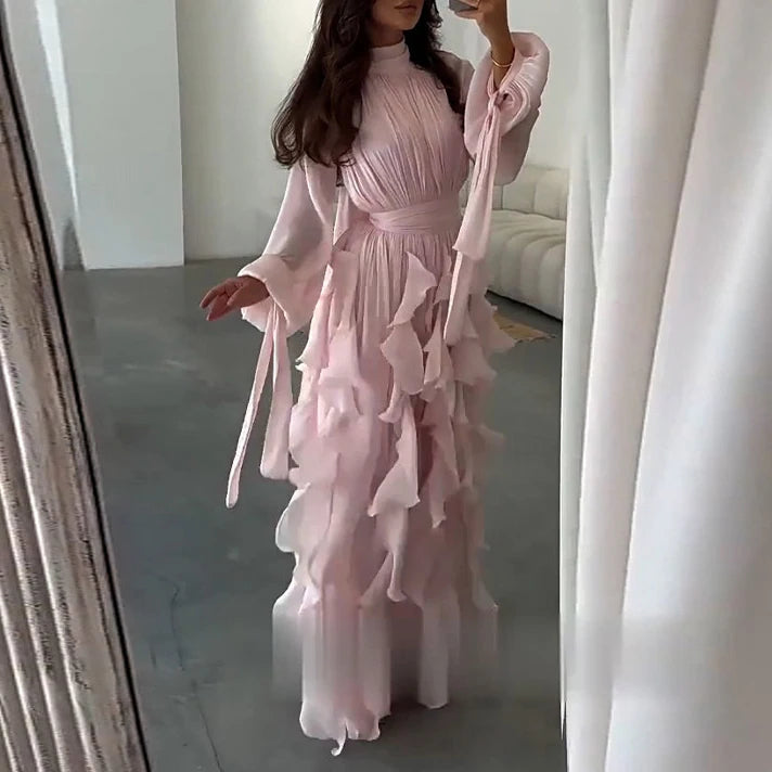 Elegant Ruffle-Detail Dress with a Defined Silhouette