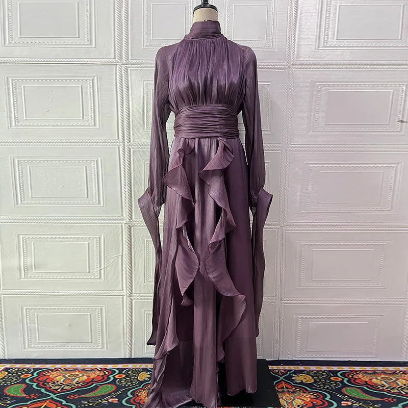 Elegant Ruffle-Detail Dress with a Defined Silhouette