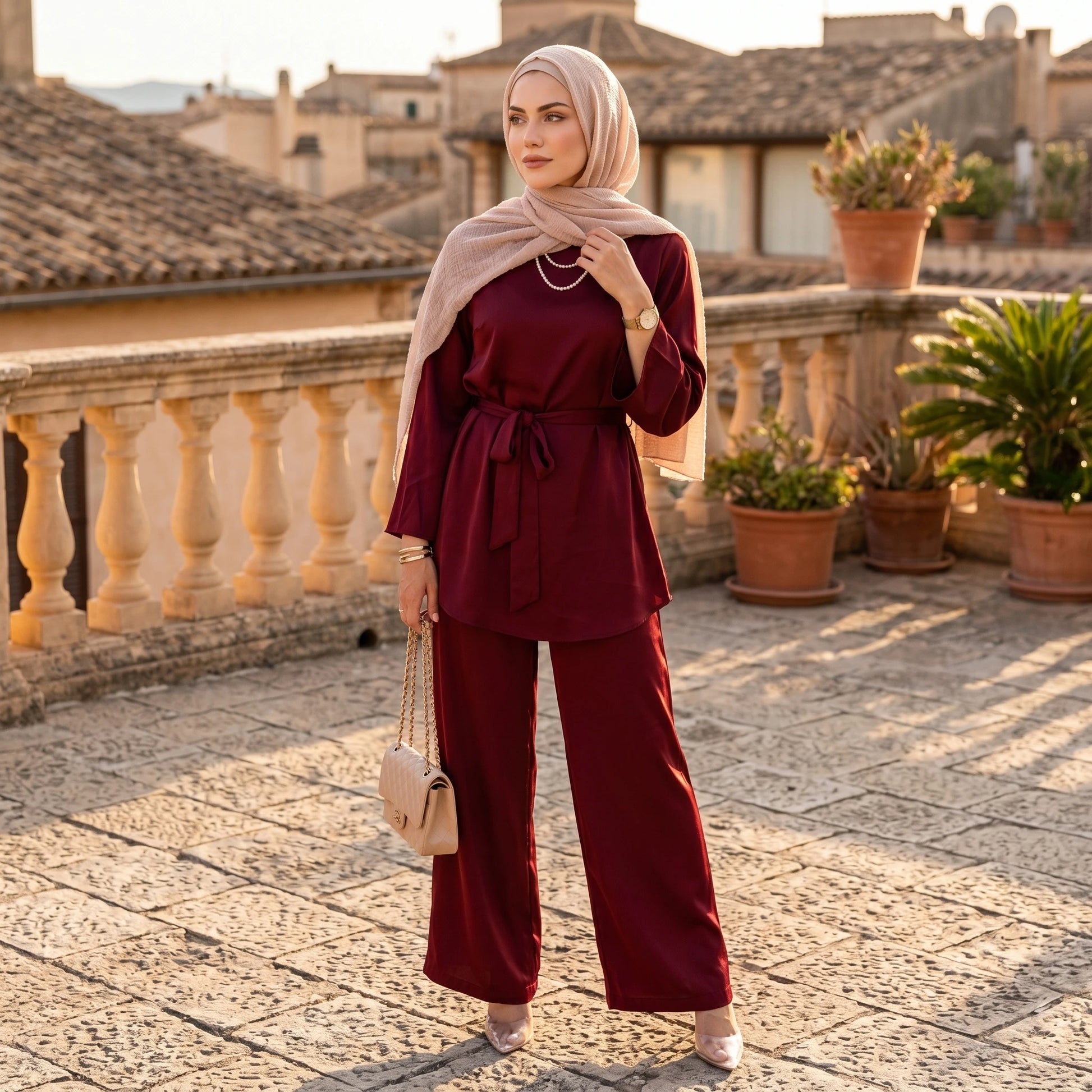 Arabian Modest Prayer Clothing Set – Elegant Long Sleeve Islamic Outfit