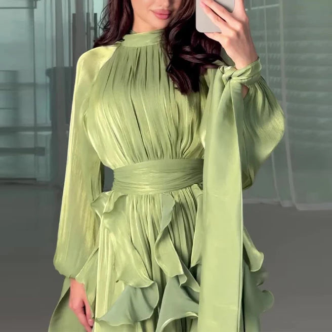 Elegant Ruffle-Detail Dress with a Defined Silhouette