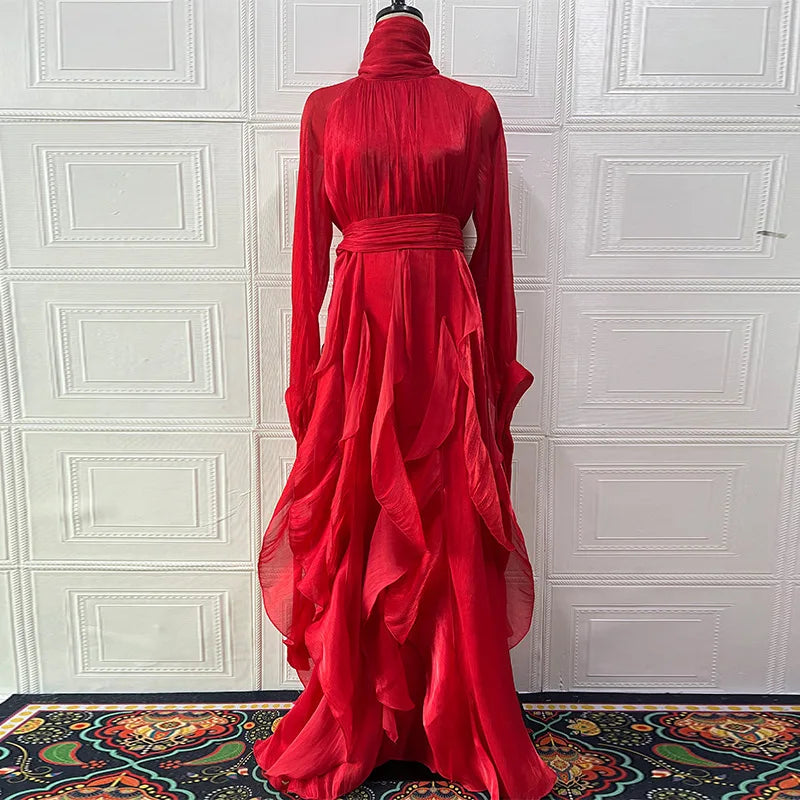 Elegant Ruffle-Detail Dress with a Defined Silhouette