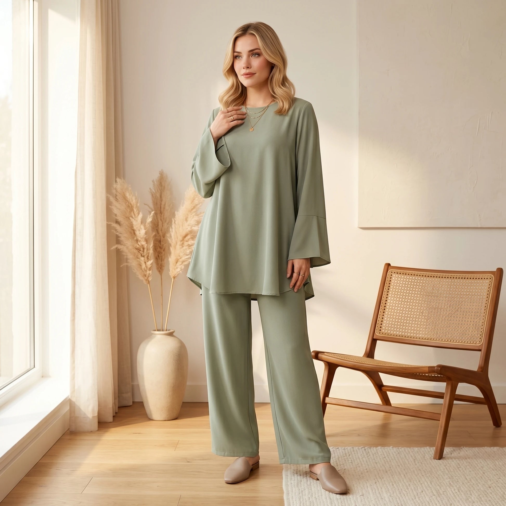 Arabian Modest Prayer Clothing Set – Elegant Long Sleeve Islamic Outfit