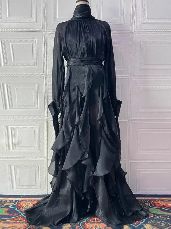 Elegant Ruffle-Detail Dress with a Defined Silhouette