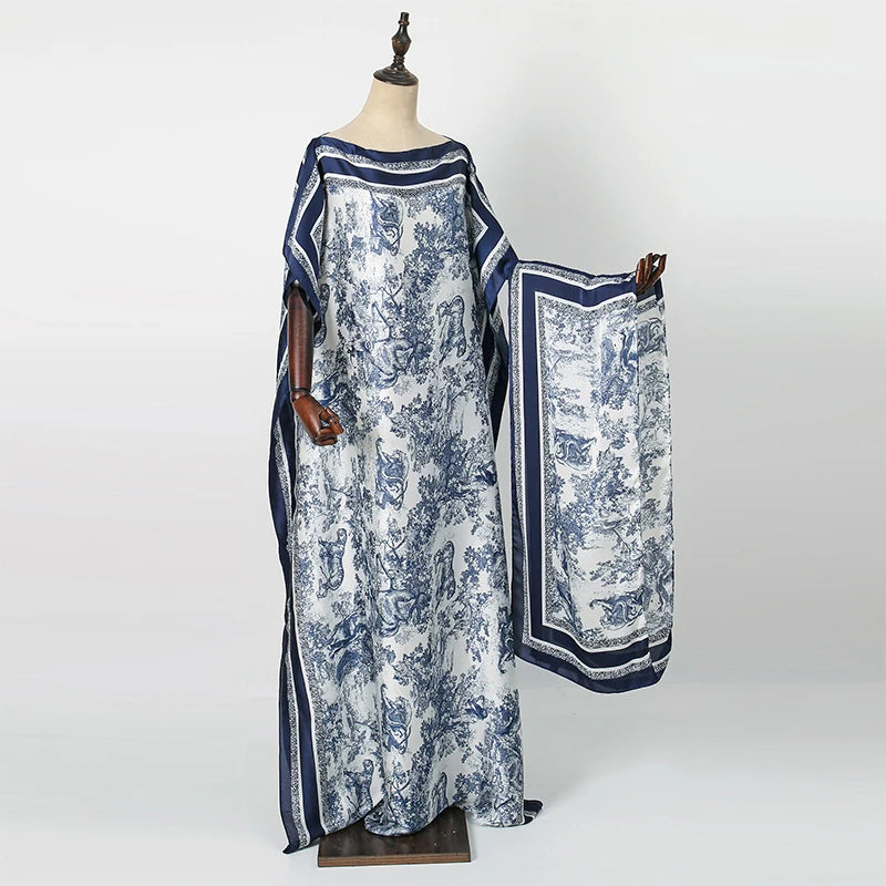 Luxury Soft Printed Short Sleeve Maxi Abaya