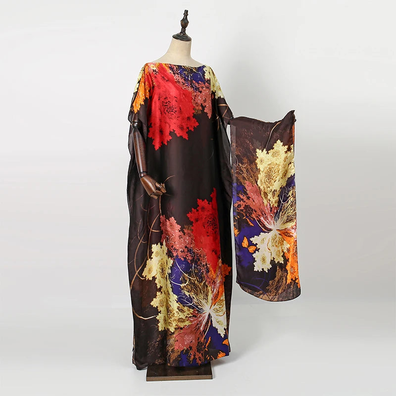 Luxury Soft Printed Short Sleeve Maxi Abaya