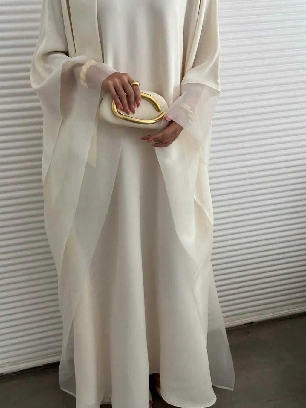 Elegant Loose Full Sleeve Tatting Abaya Dress