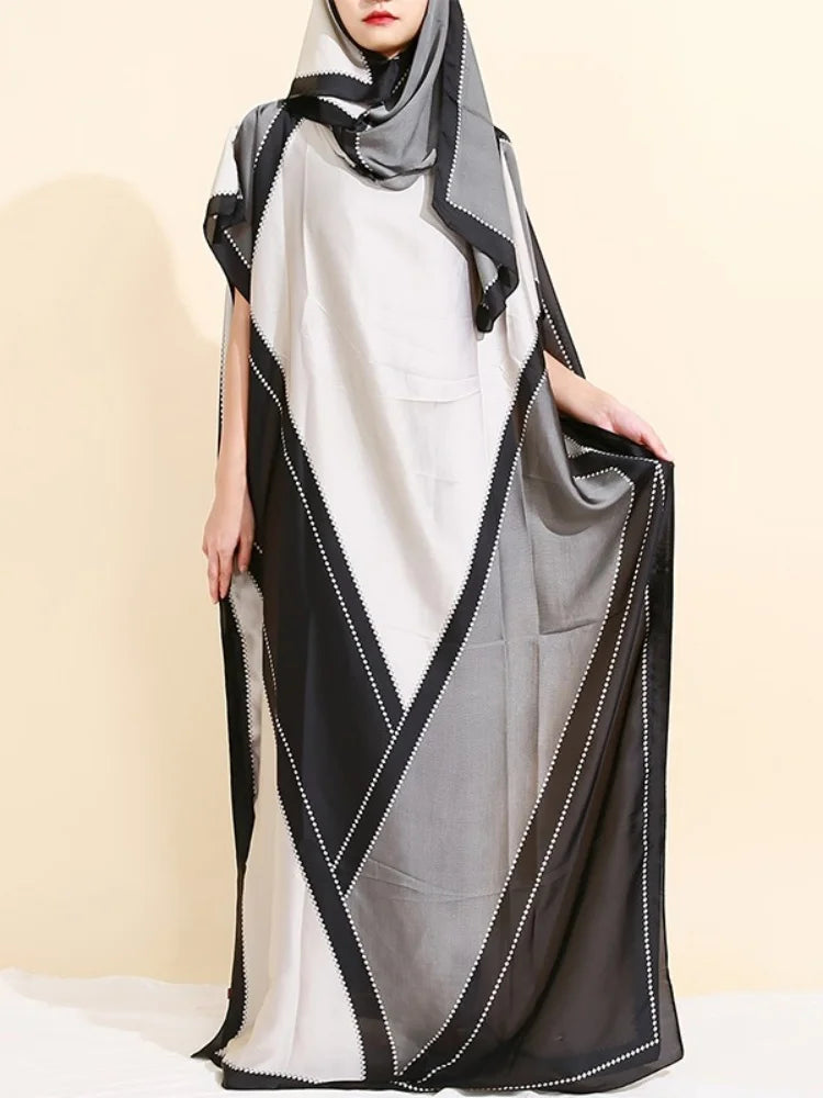 Luxury Soft Printed Short Sleeve Maxi Abaya