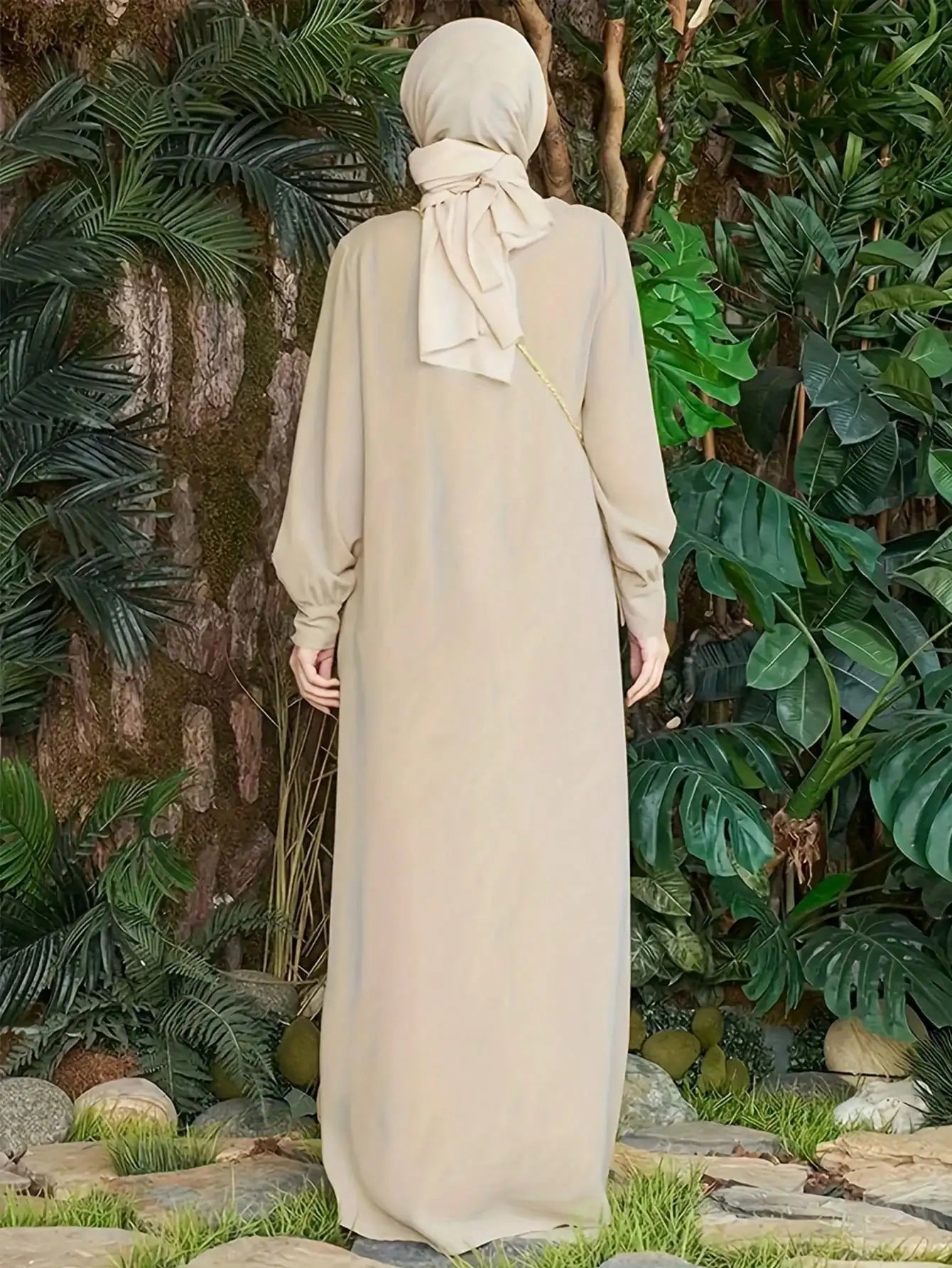 Round Neck Button-Front Loose-Fit Casual Dress