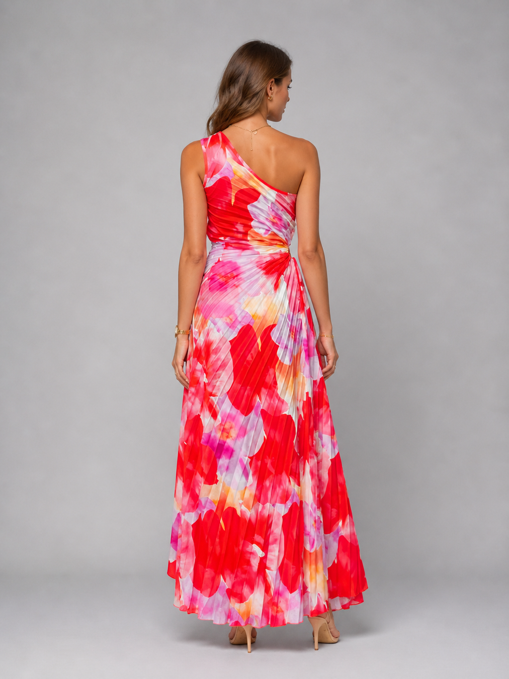 Floral Pleated Maxi Dress for Weddings & Special Occasions
