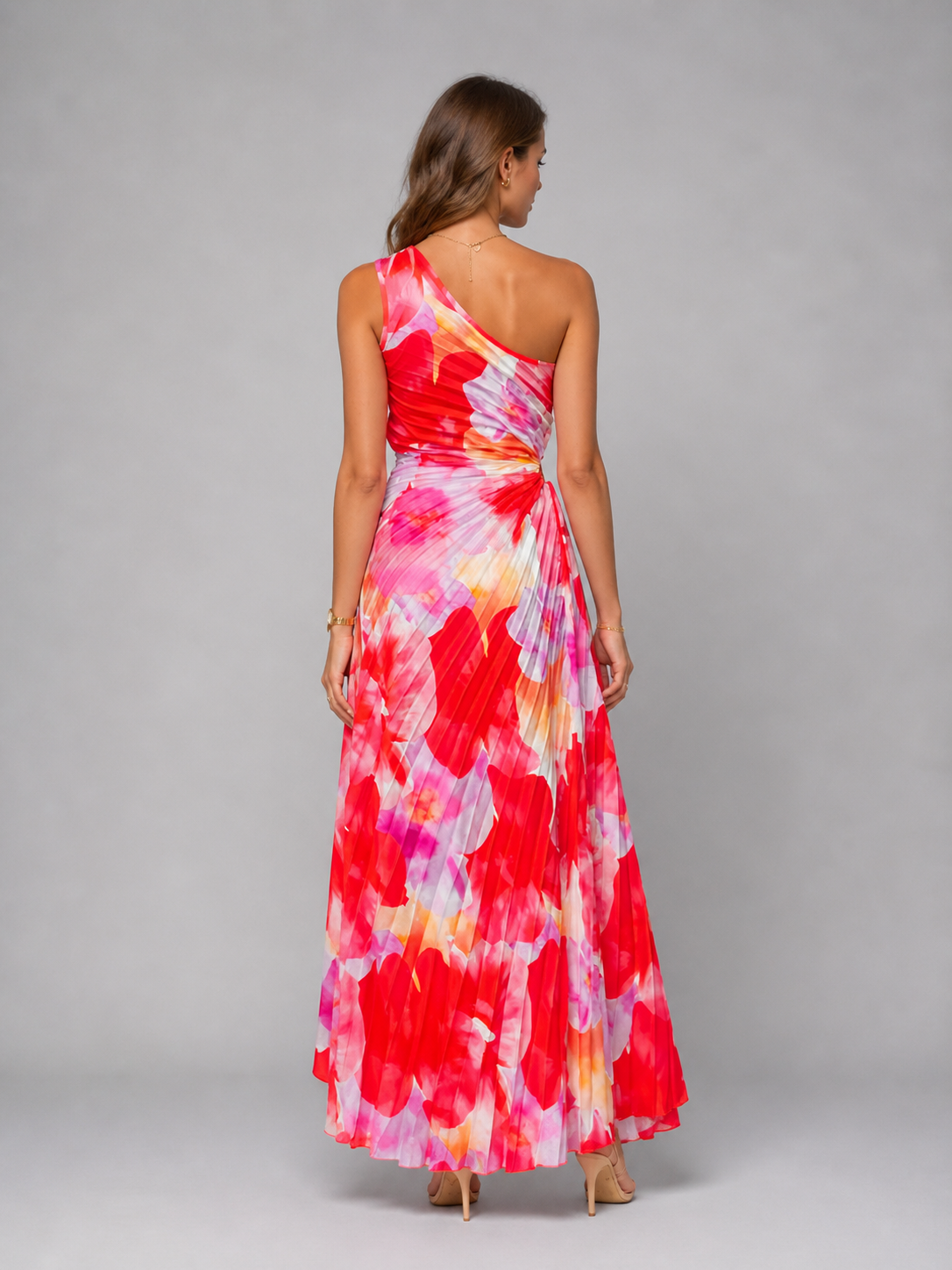 Floral Pleated Maxi Dress for Weddings & Special Occasions