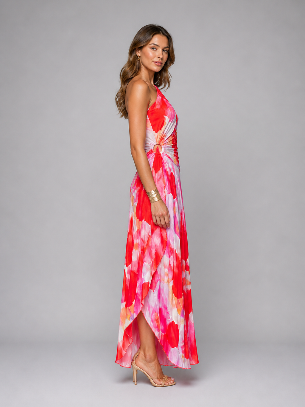 Floral Pleated Maxi Dress for Weddings & Special Occasions