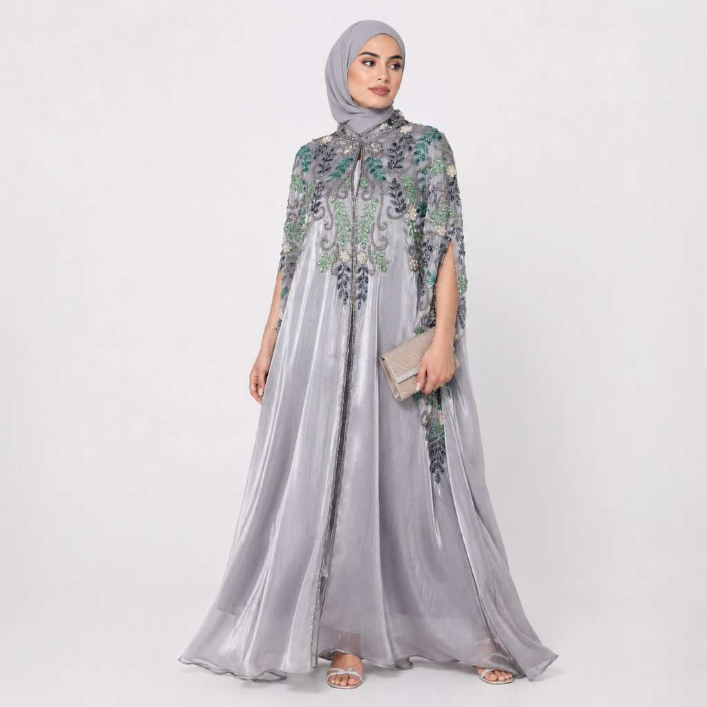Silver Embellished Detail Abaya