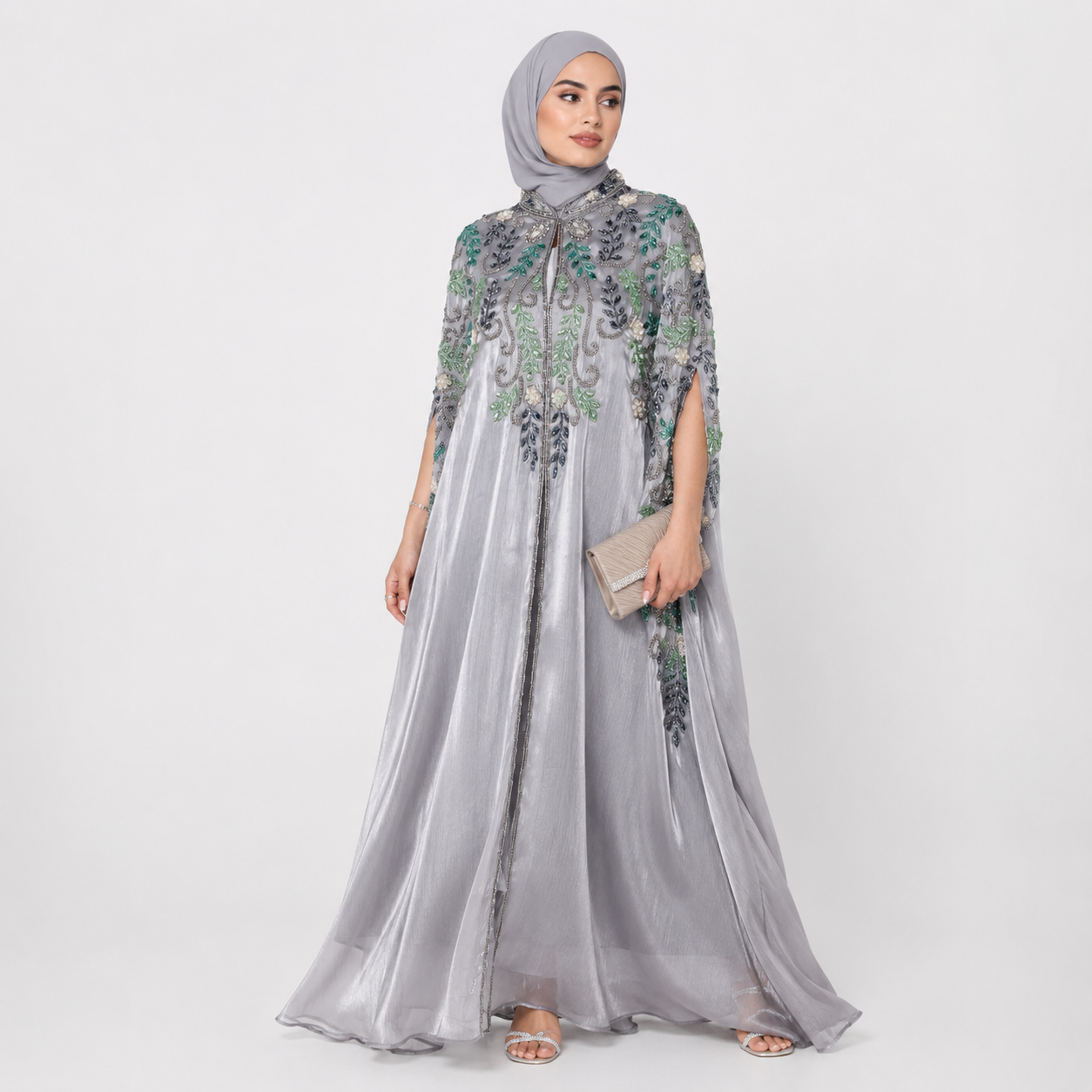 Silver Embellished Detail Abaya