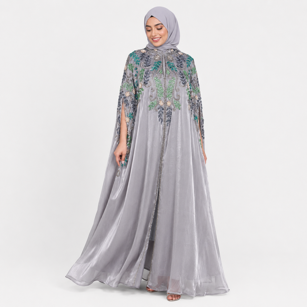 Silver Embellished Detail Abaya