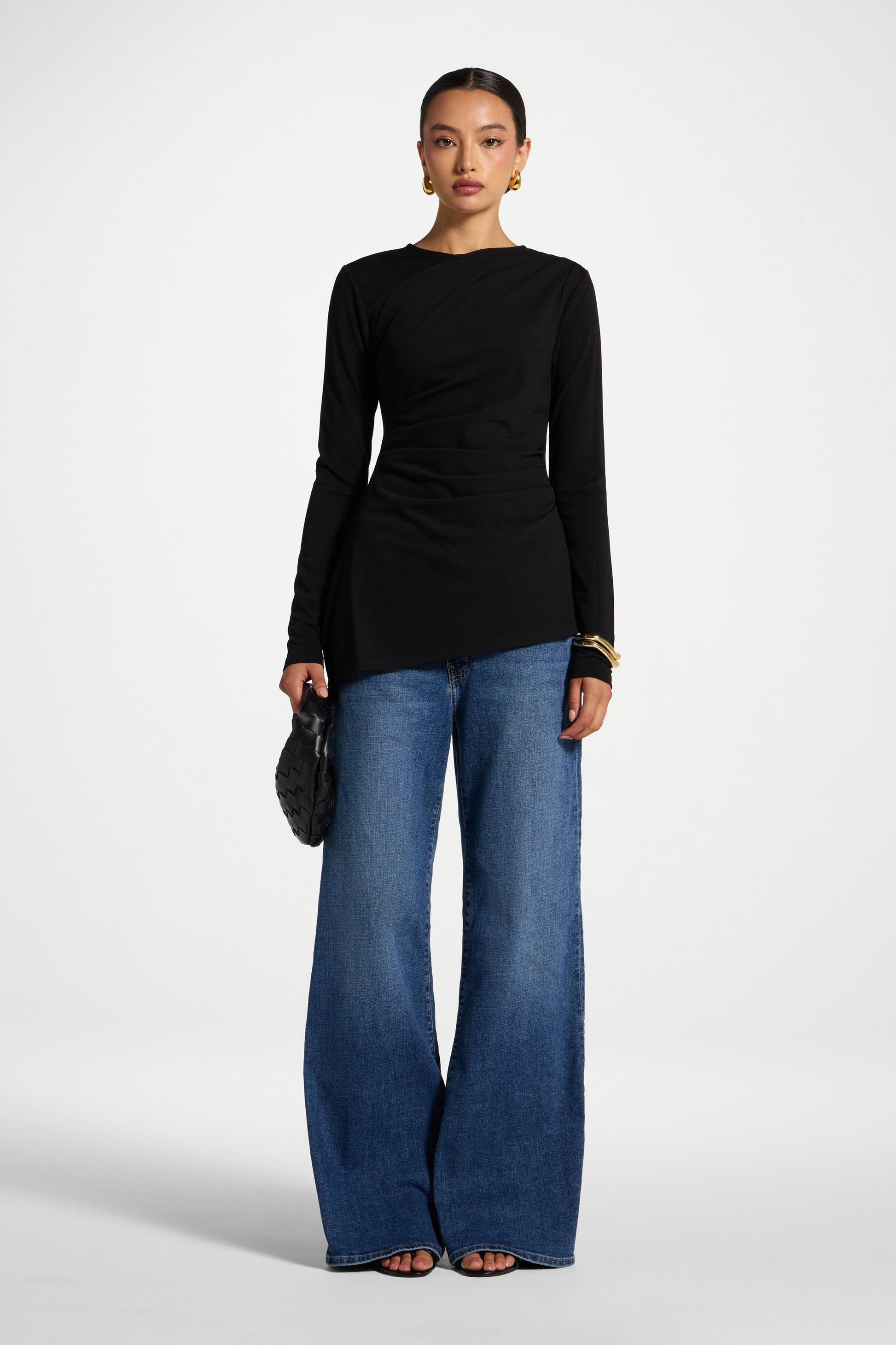 Black Asymmetric Stretch Top