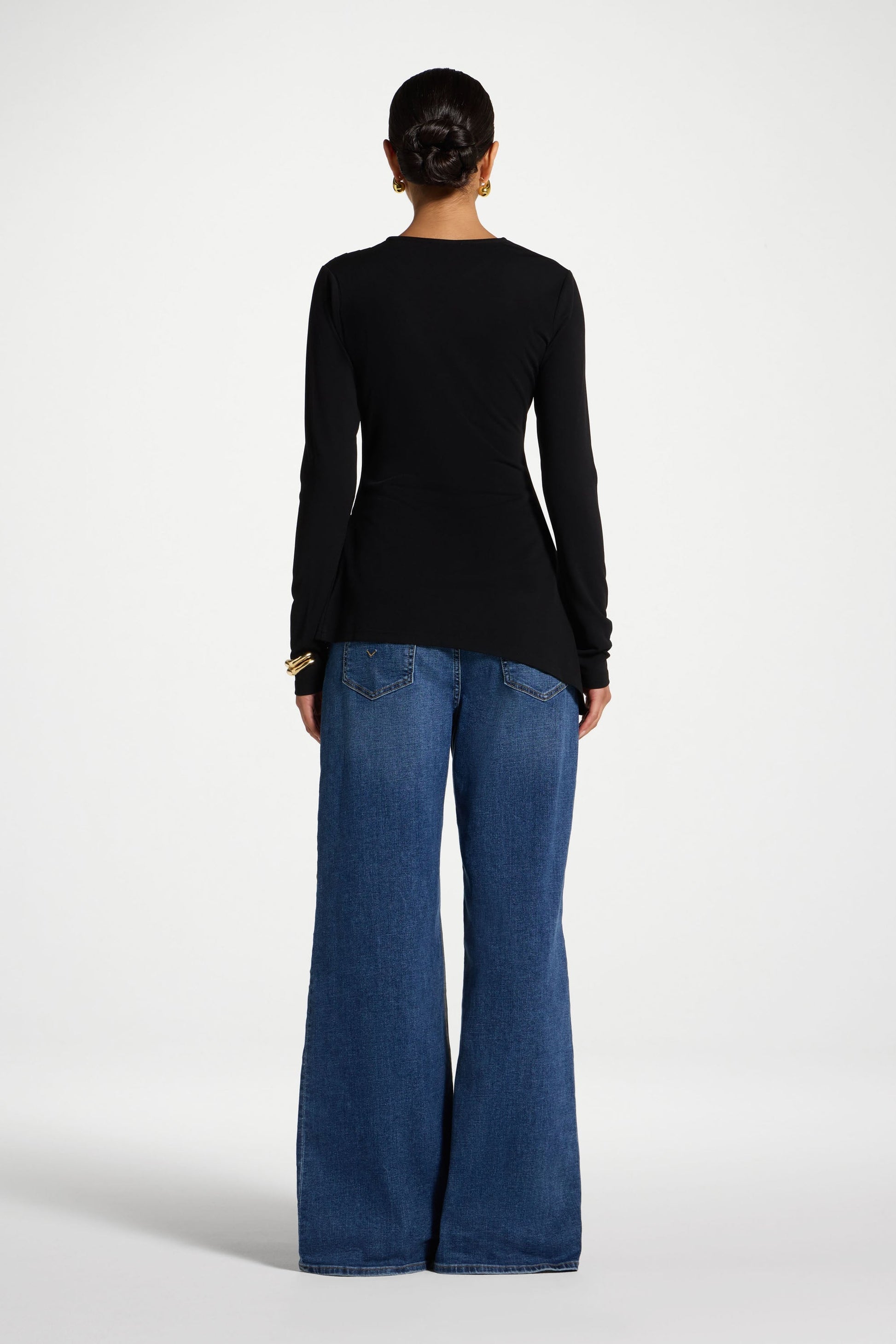 Black Asymmetric Stretch Top