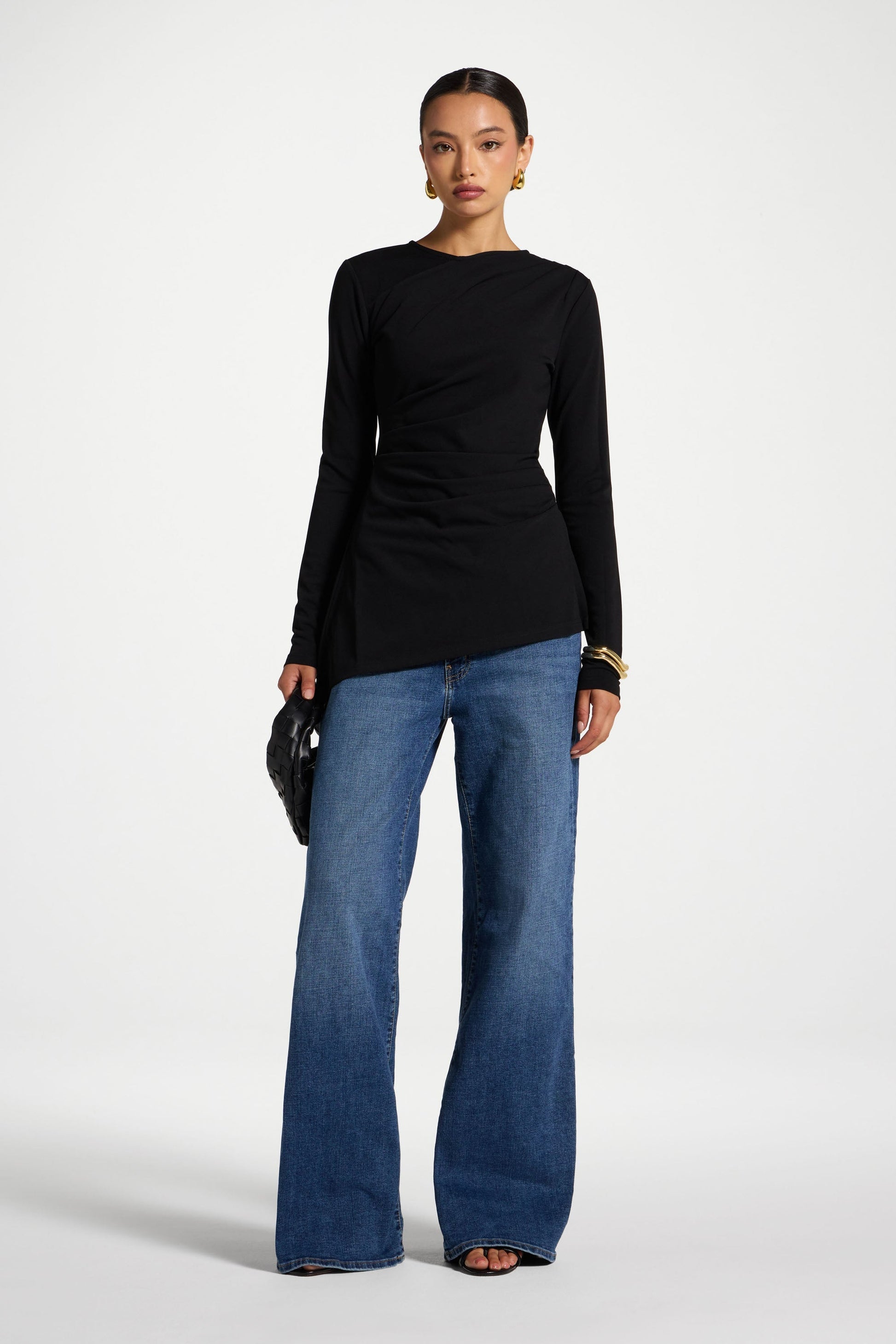 Black Asymmetric Stretch Top