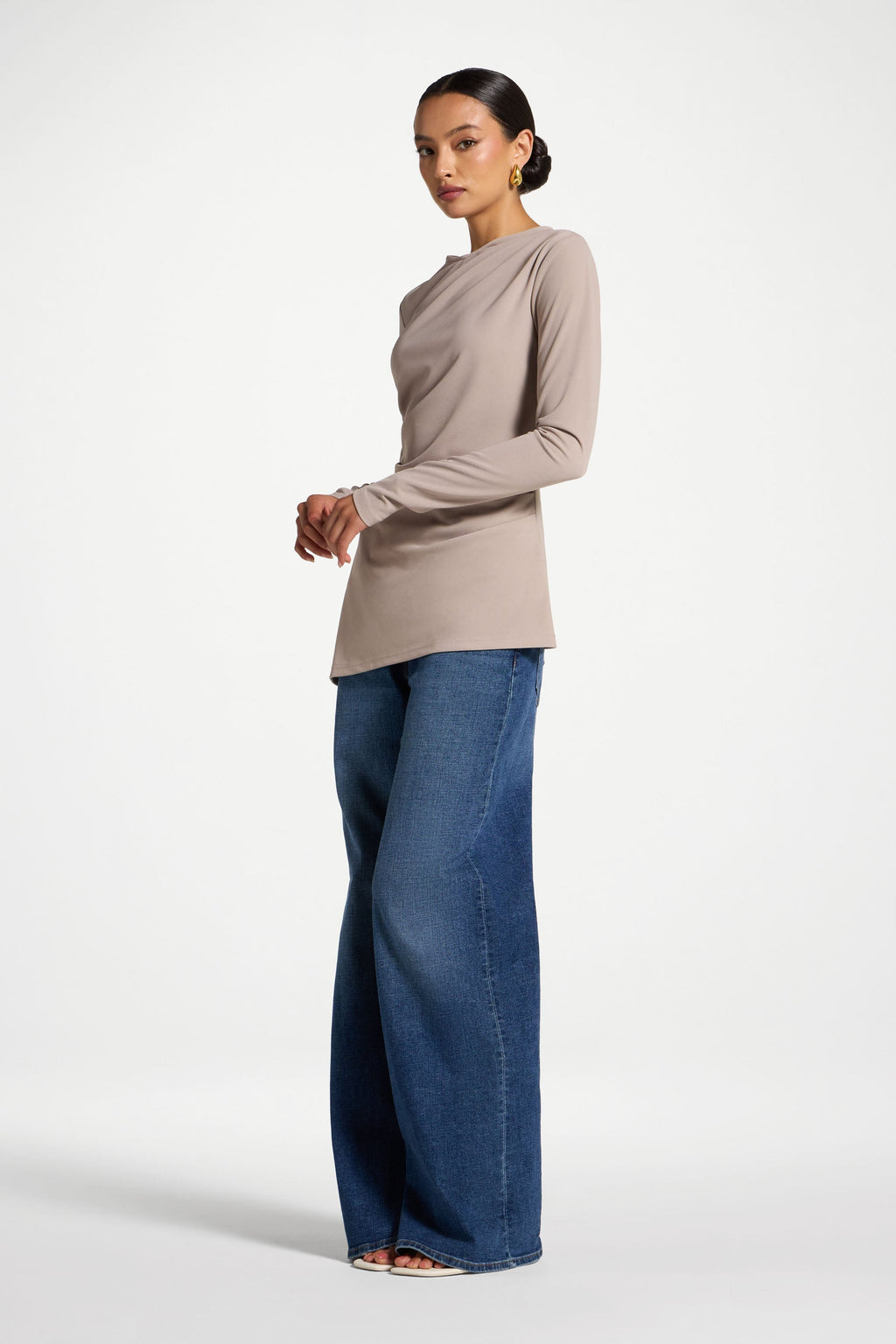Black Asymmetric Stretch Top