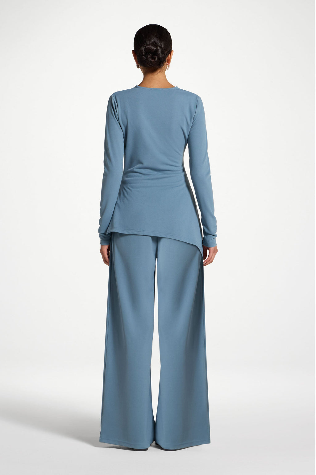 Light Blue Asymmetric Stretch Top