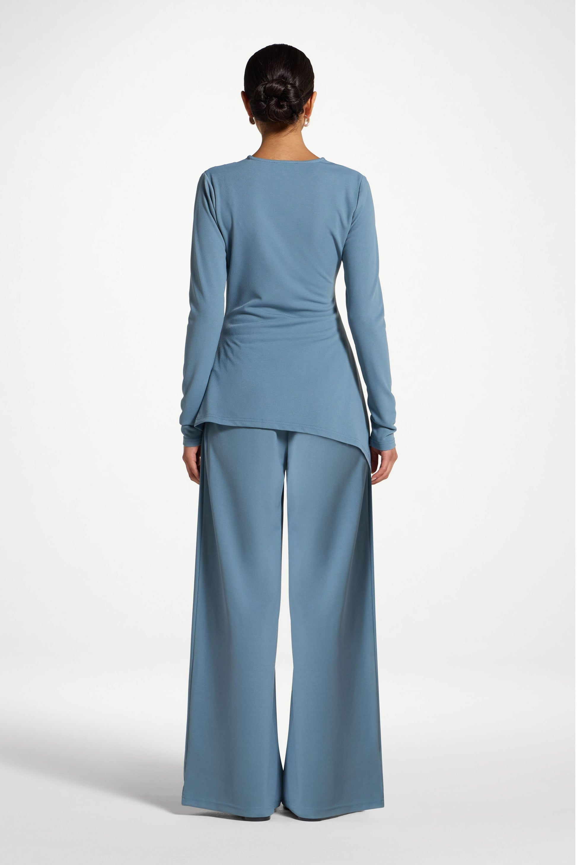Light Blue Asymmetric Stretch Top