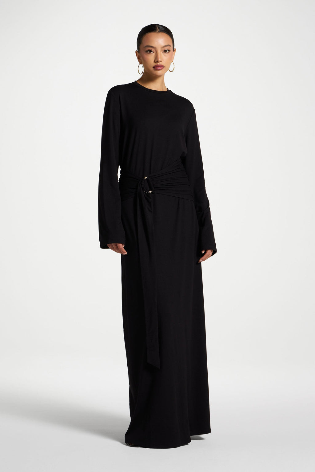Elegant Black Ring Detail Dress