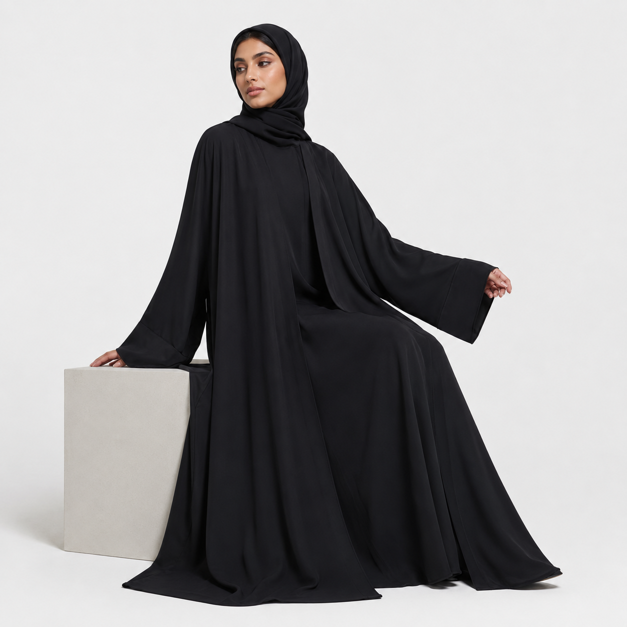 Nida Open Abaya with Cuff Sleeves