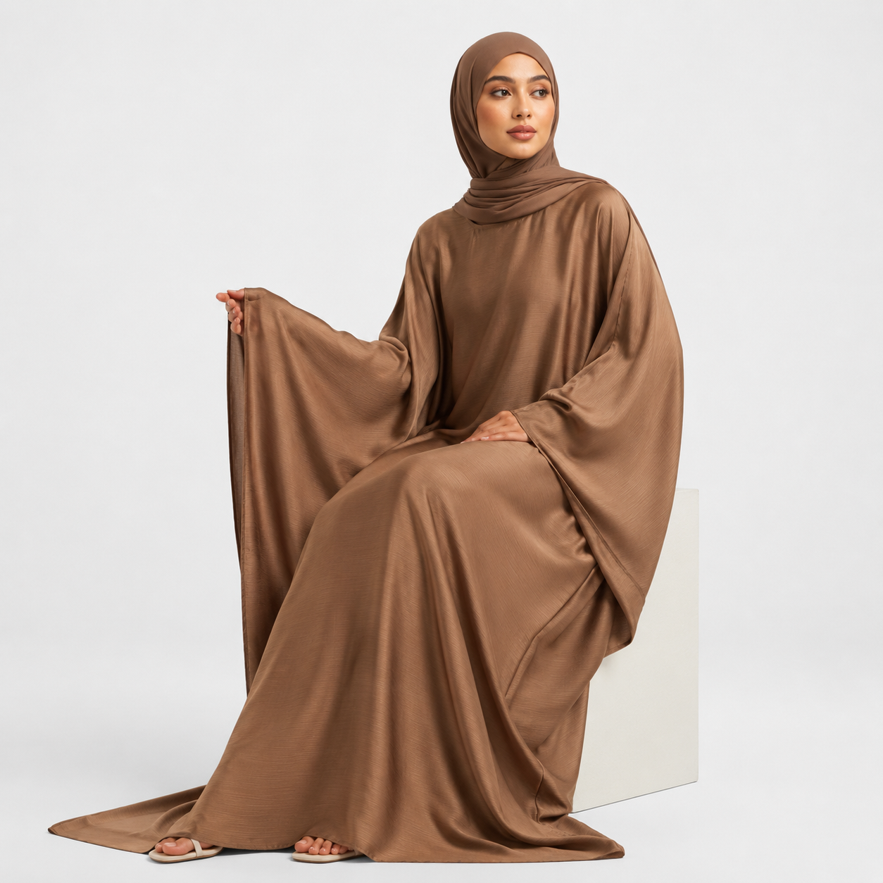 Brown Abaya with Butterfly Detailing