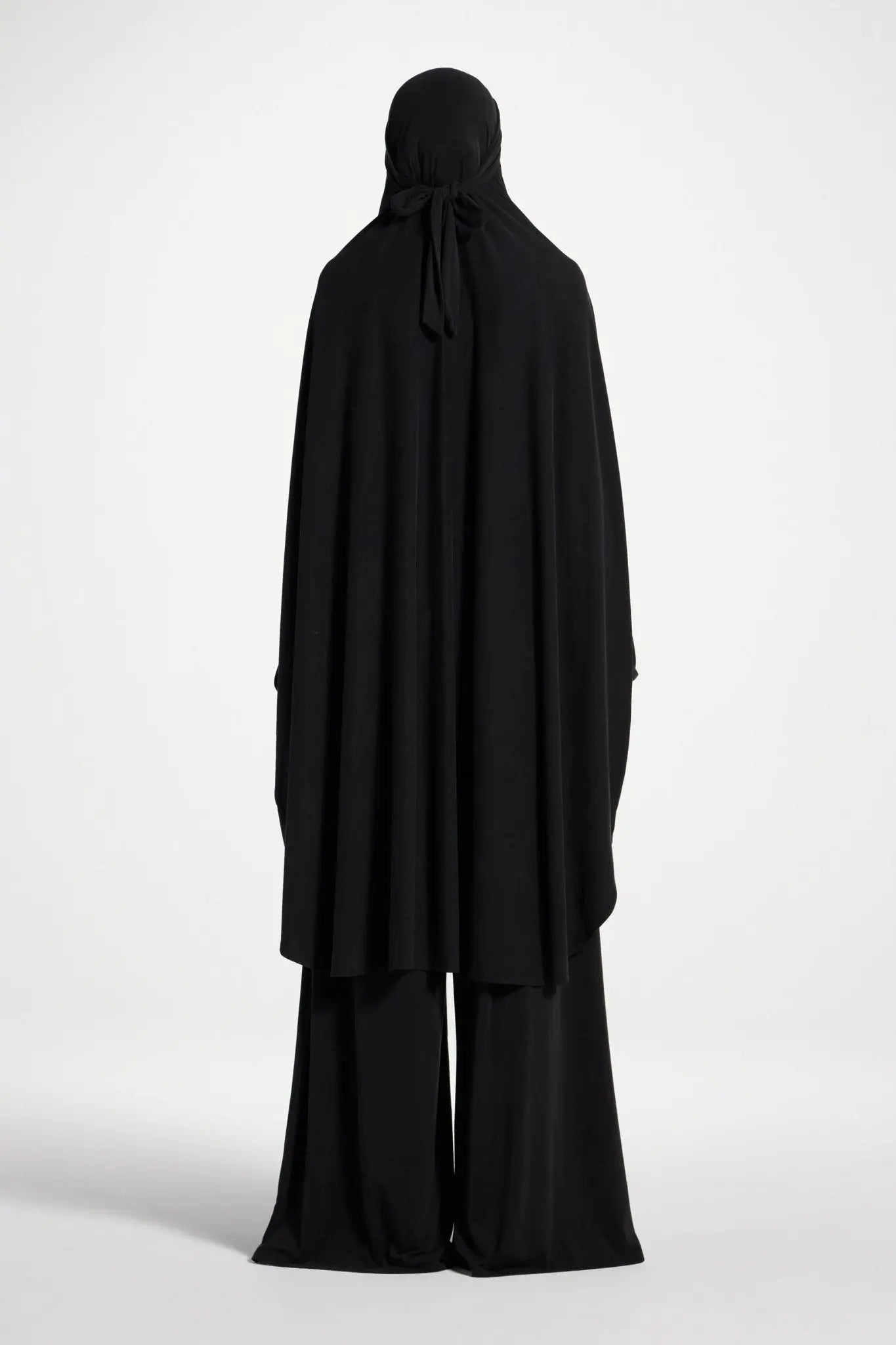 Black Jersey Prayer Set with Wide Leg Palazzo Pants - Mahara Atelier