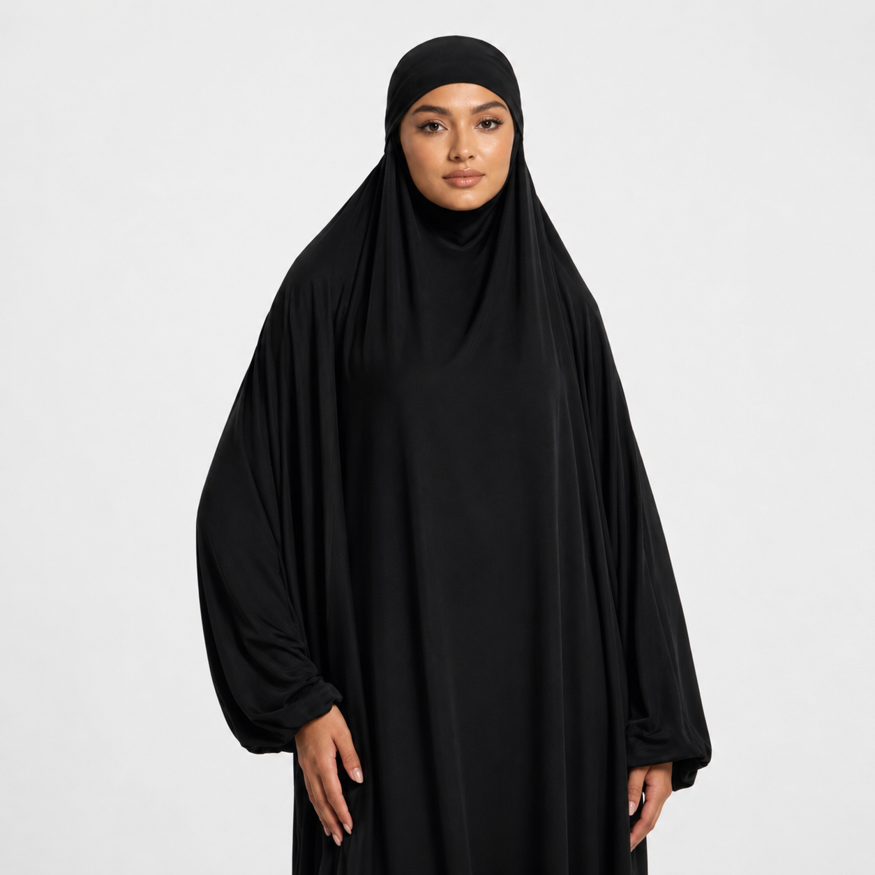 Black Jersey Prayer Set with Wide Leg Palazzo Pants