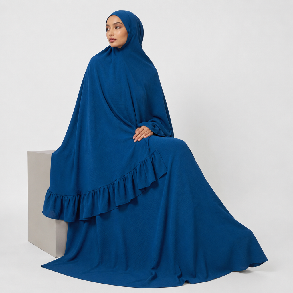 Ruffle Trim Prayer Set in Blue