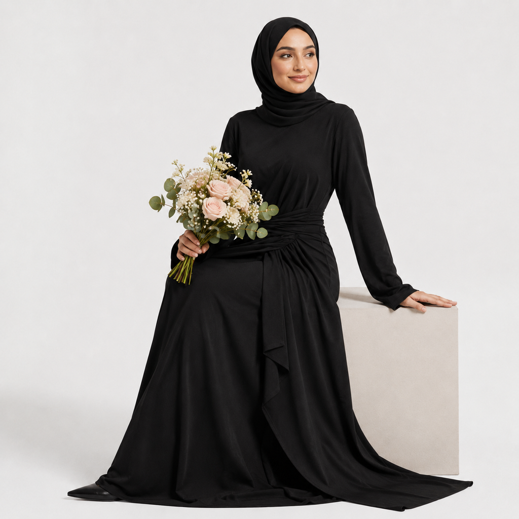 Elegant Black Ring Detail Dress