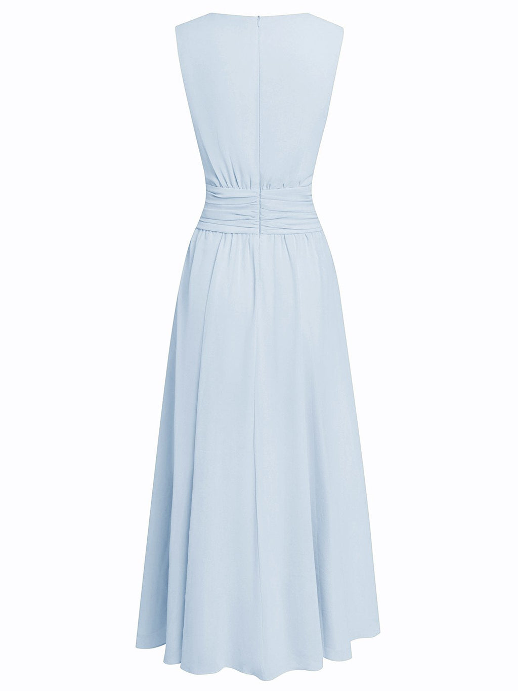Ruched Chiffon Sleeveless A-Line Maxi Dress