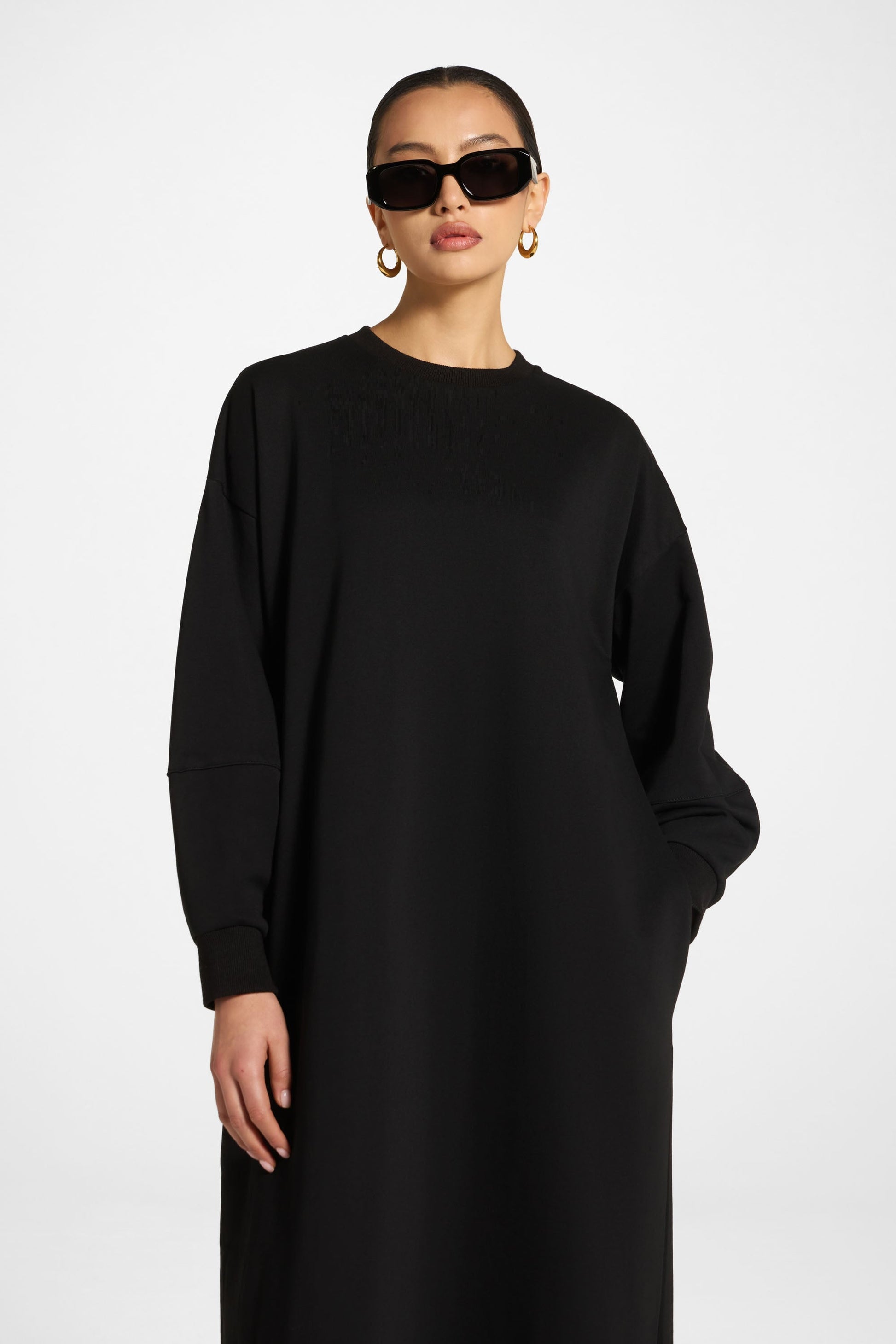 Cotton Basic Dress in Black
