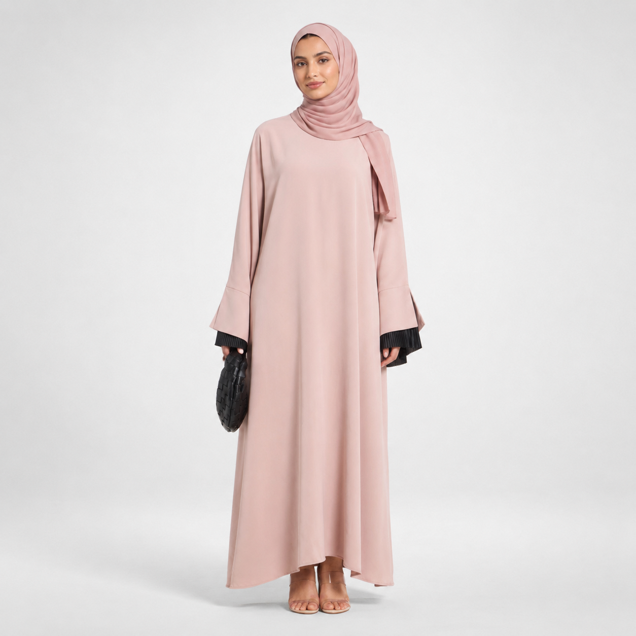 Elegant Pink Abaya with Sleeve Detail