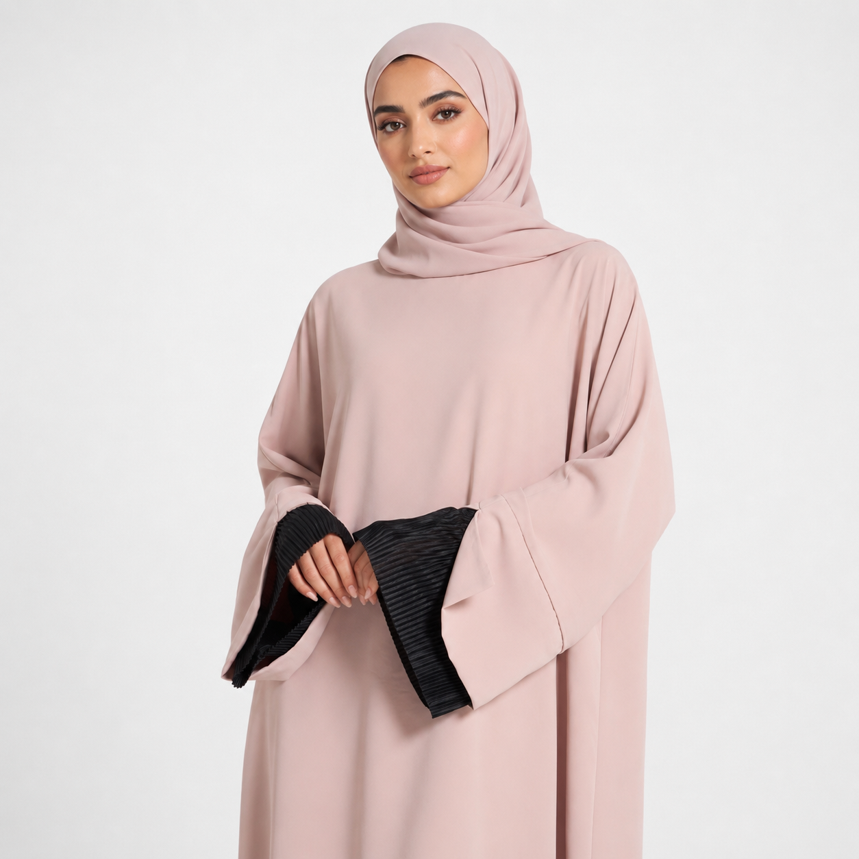 Elegant Pink Abaya with Sleeve Detail
