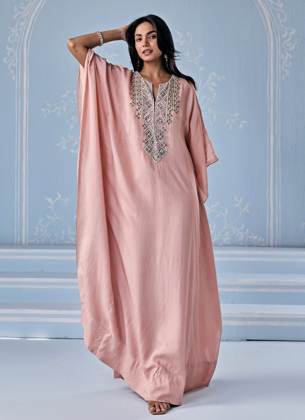 Dusty Pink Embellished Abaya