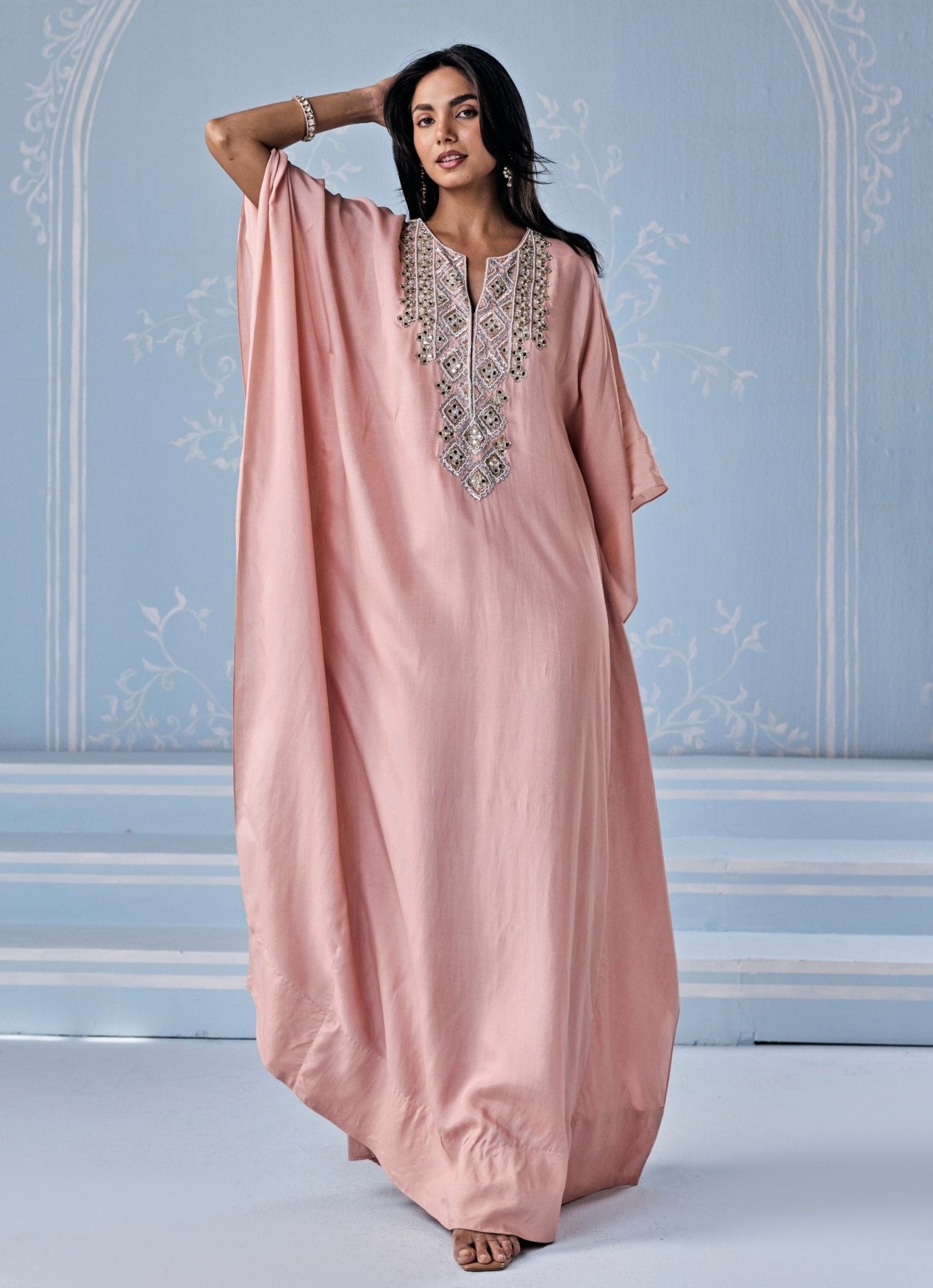 Dusty Pink Embellished Abaya