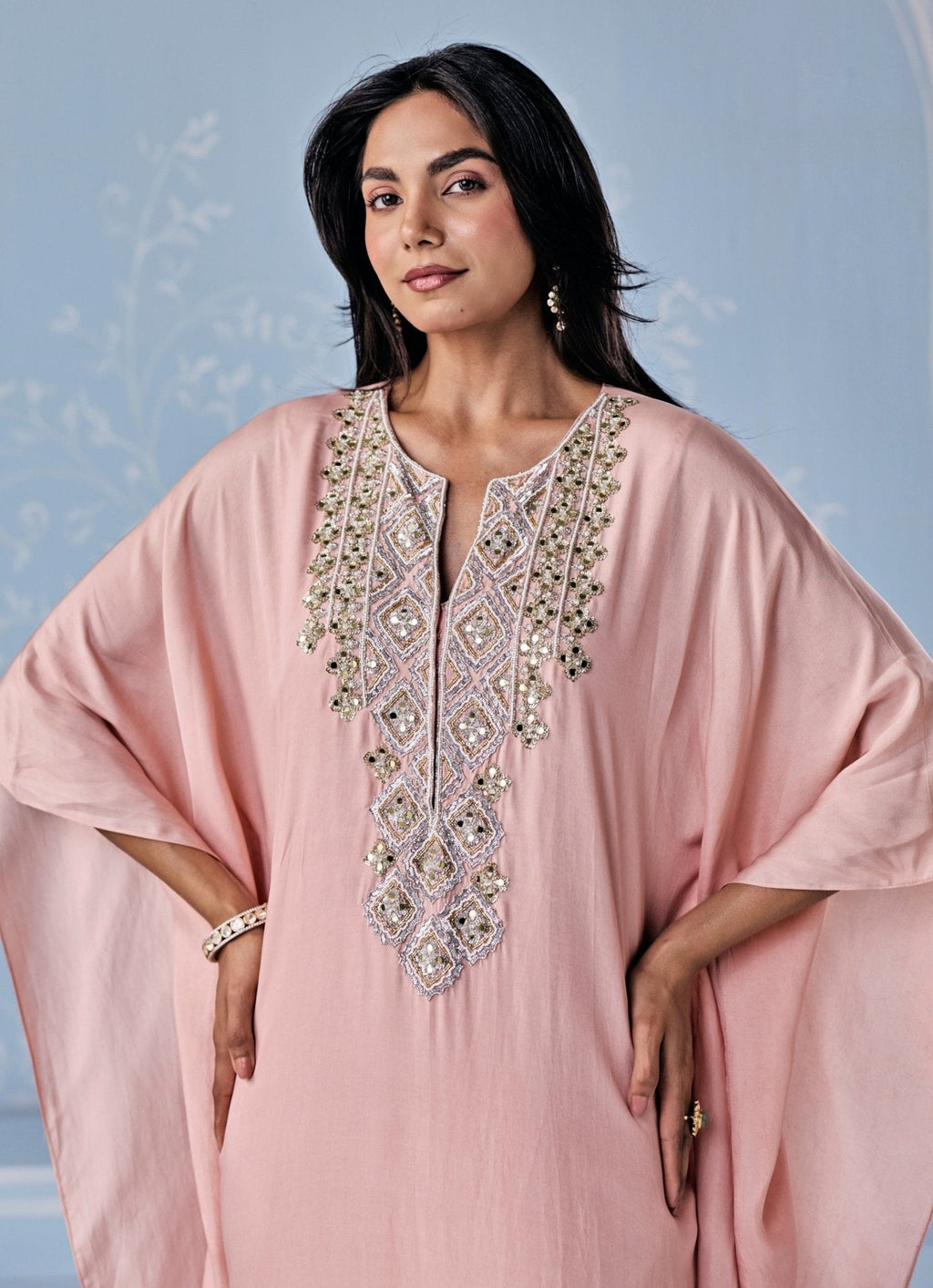 Dusty Pink Embellished Abaya