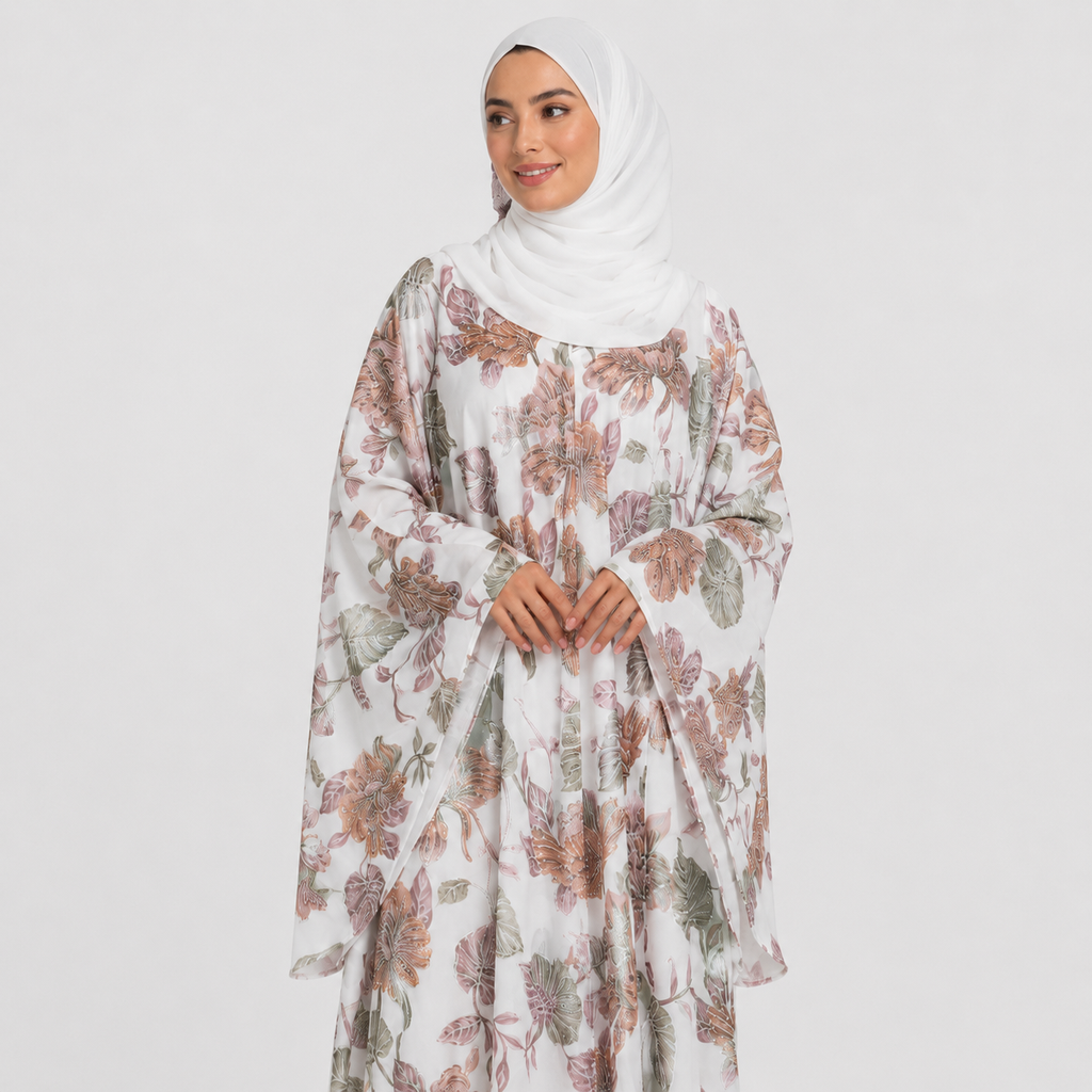 Floral Grace Embellished Open Abaya