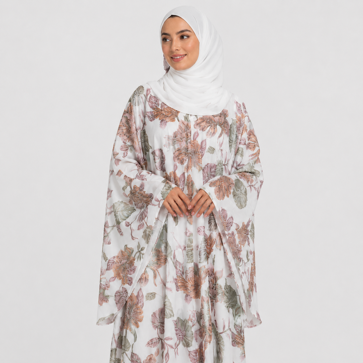 Floral Grace Embellished Open Abaya