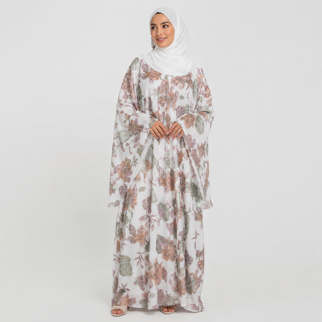 Floral Grace Embellished Open Abaya