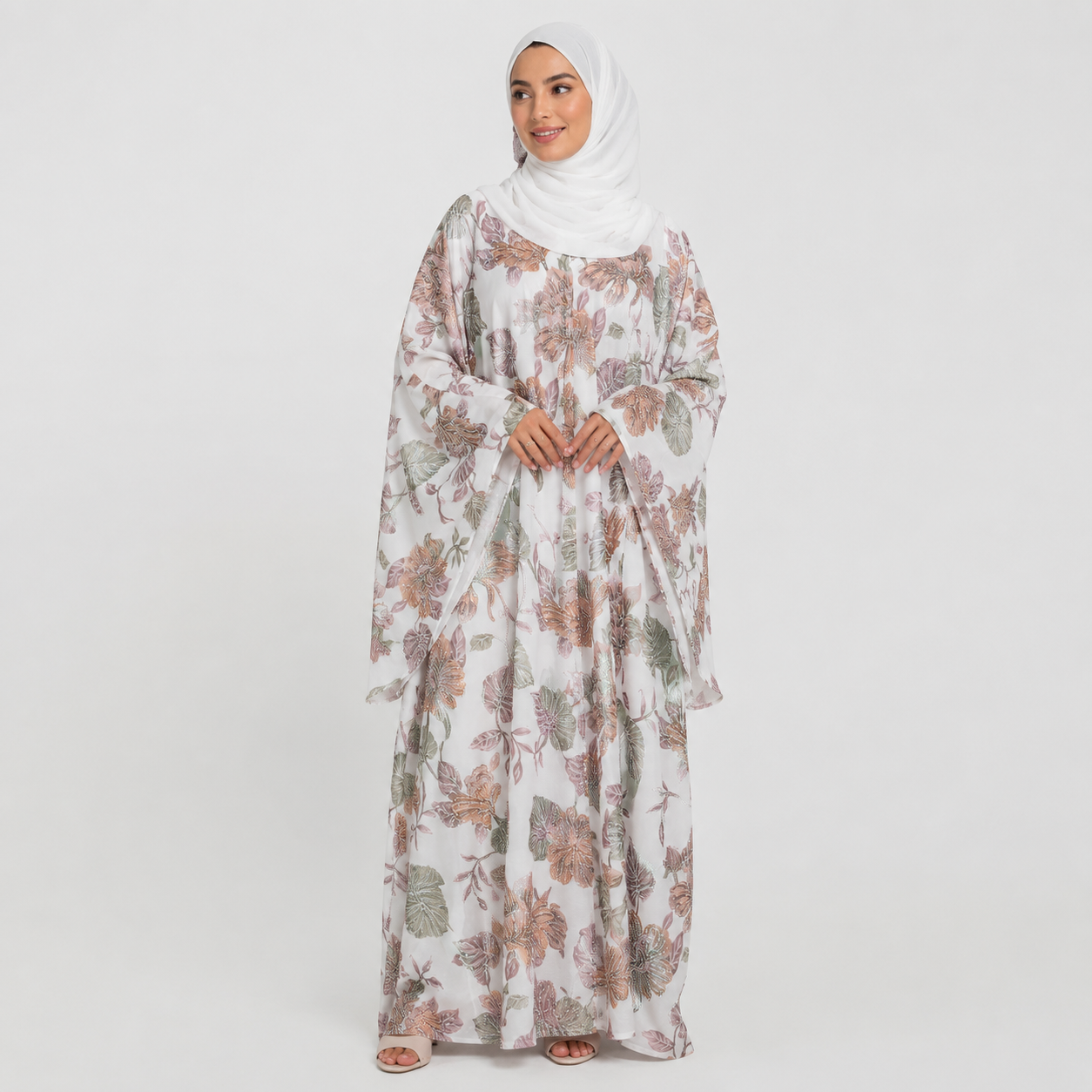Floral Grace Embellished Open Abaya