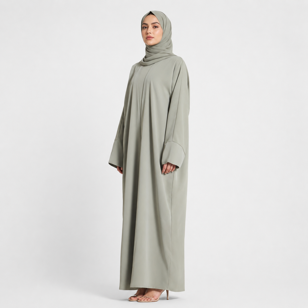 Signature Open Abaya in Nida Fabric with Cuff Sleeves