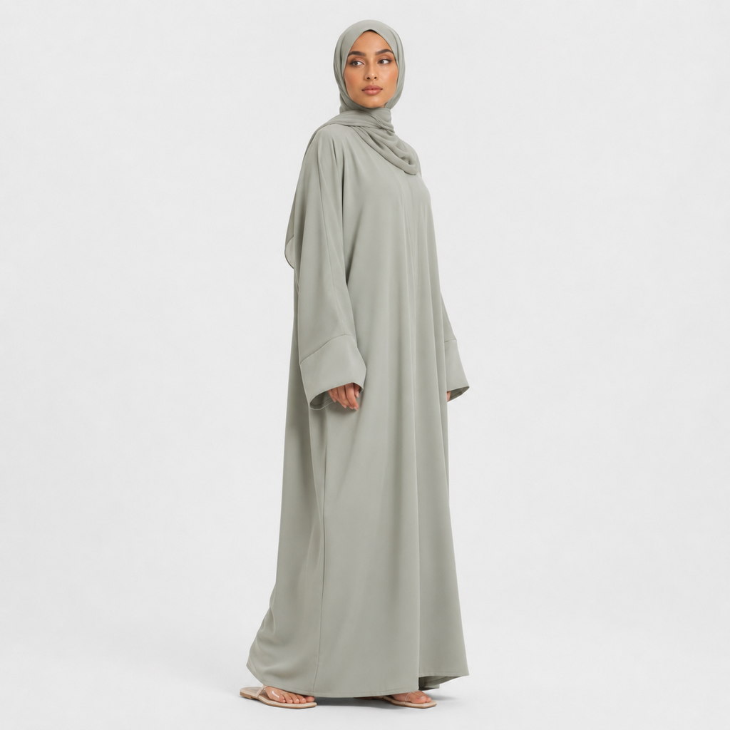 Signature Open Abaya in Nida Fabric with Cuff Sleeves