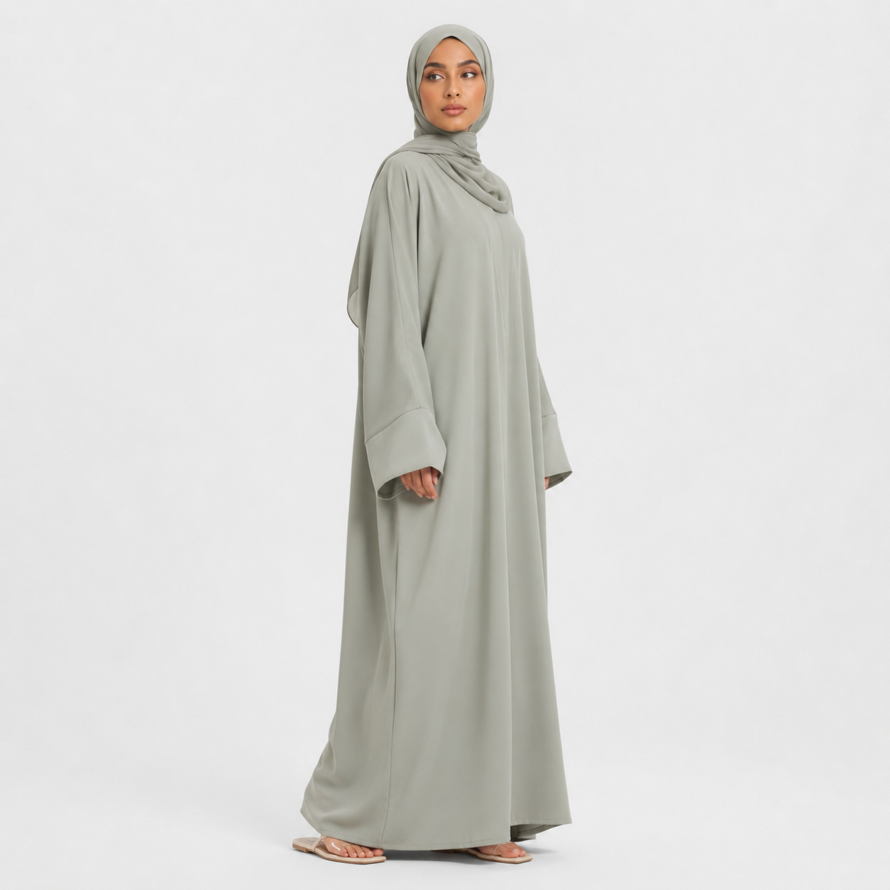 Signature Open Abaya in Nida Fabric with Cuff Sleeves